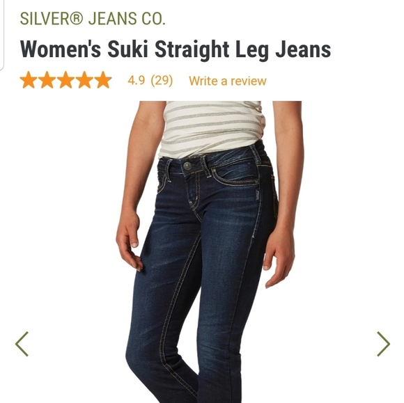 #102 NWOT Silver suki straight jeans,  size 26 - Picture 7 of 8